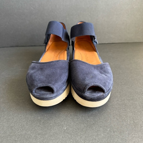 L'Amour Des Pieds Platform Sandals Navy Blue Suede Leather Comfort Shoes 8.5 - Picture 2 of 10